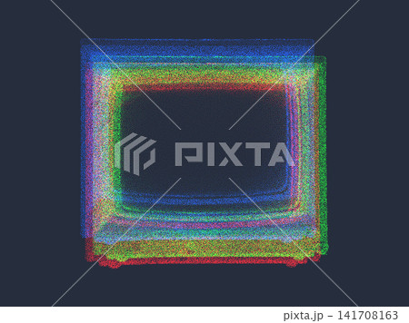 Glitch Photocopy-Effect Illustration of a Retro TV in Monochrome Halftone Style 141708163