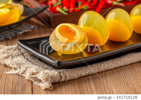 translucent Preserved Egg With Runny Soft Yolk Asian Delicacy translucent Preserved Egg With Runny Soft Yolk Asian Delicacy 141710126