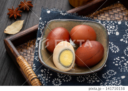 traditional Chinese Spiced Tea Eggs Hard Boiled In Herbal Sauce 141710138
