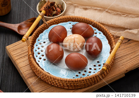 traditional Chinese Spiced Tea Eggs Hard Boiled In Herbal Sauce 141710139