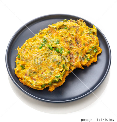 savory Pan Fried Locust Flower Egg Omelet Pancake With Green Herbs savory Pan Fried Locust Flower Egg Omelet Pancake With Green Herbs 141710163
