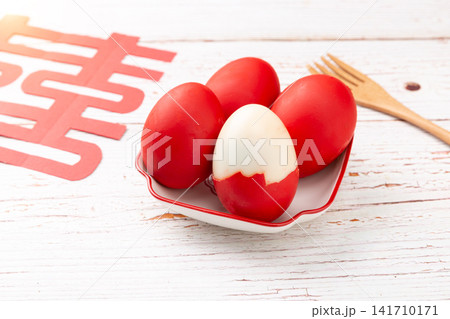 traditional Chinese Red Dyed Hard Boiled Celebration Eggs traditional Chinese Red Dyed Hard Boiled Celebration Eggs 141710171