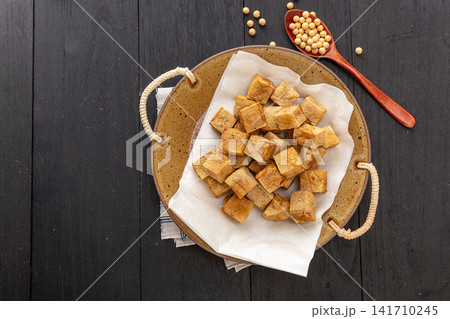 deep Fried Golden Tofu Cubes With Crispy Texture For Asian Dishes deep Fried Golden Tofu Cubes With Crispy Texture For Asian Dishes 141710245