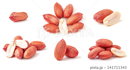 peanut kernels combination collection isolated on white background peanut kernels combination collection isolated on white background 141711343