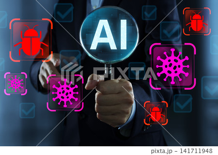 AIを活用したアンチウイルスセキュリティシステム。コンピューターウイルスやマルウェアを検知。サイバー AIを活用したアンチウイルスセキュリティシステム。コンピューターウイルスやマルウェアを検知。サイバー 141711948
