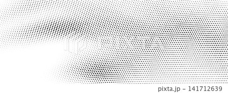 Textured dotted curve line texture. Comic halftone round wave background. Perforated dash arch pattern backdrop. Vector grain pop art gradient dot overlay for poster, banner, brochure, flyer, leaflet Textured dotted curve line texture. Comic halftone round wave background. Perforated dash arch pattern backdrop. Vector grain pop art gradient dot overlay for poster, banner, brochure, flyer, leaflet 141712639