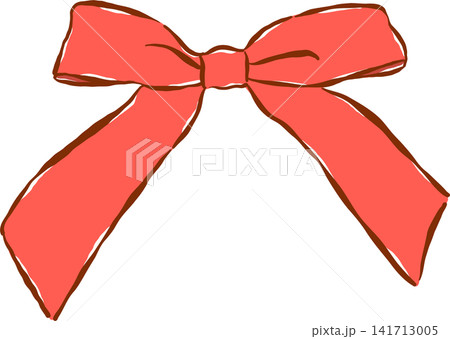 Girly Red Ribbon Bow Playful Hand Drawn Illustration Girly Red Ribbon Bow Playful Hand Drawn Illustration 141713005