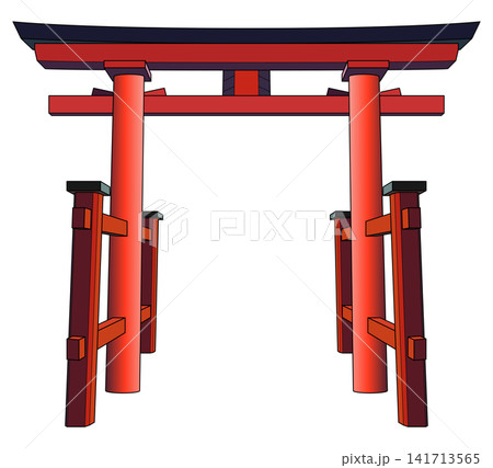 神社の鳥居-正面図 神社の鳥居-正面図 141713565