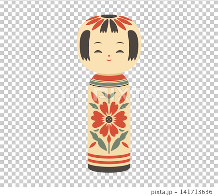 こけし,フラットイラスト こけし,フラットイラスト 141713636