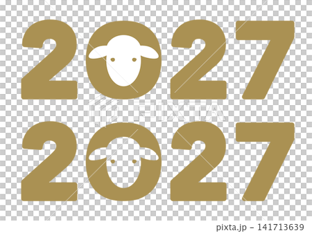 2027年羊年，帶有羊臉圖案的數字 141713639