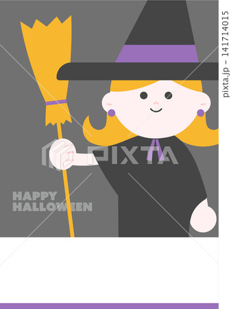 ハロウィンの魔女のイラスト(テキストスペース) ハロウィンの魔女のイラスト(テキストスペース) 141714015
