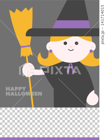 ハロウィンの魔女のイラスト(テキストスペース) ハロウィンの魔女のイラスト(テキストスペース) 141714015