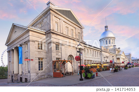 French Canadian architecture with Bonsecours Market at sunset, Montreal French Canadian architecture with Bonsecours Market at sunset, Montreal 141714053