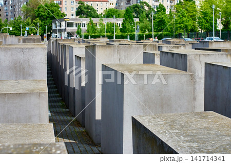 Holocaust Memorial in Berlin on a Sunny Day Holocaust Memorial in Berlin on a Sunny Day 141714341