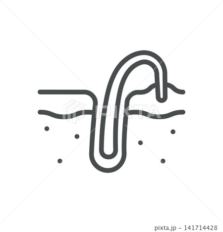 Ingrown Hair Vector Line Icon. Hair Follicle Growing Under Skin Dermatology Symbol. Editable Stroke. Ingrown Hair Vector Line Icon. Hair Follicle Growing Under Skin Dermatology Symbol. Editable Stroke. 141714428
