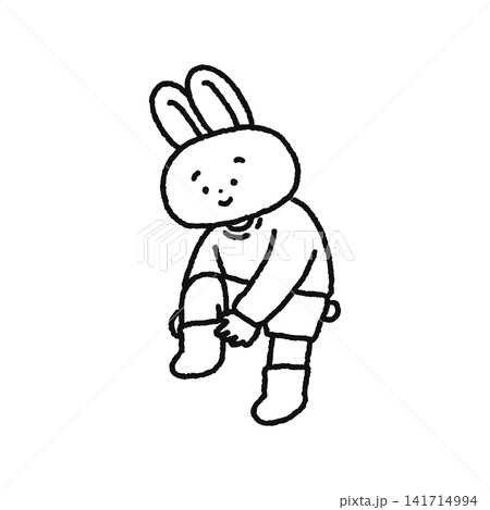 靴下を履くウサギ 線画 靴下を履くウサギ 線画 141714994
