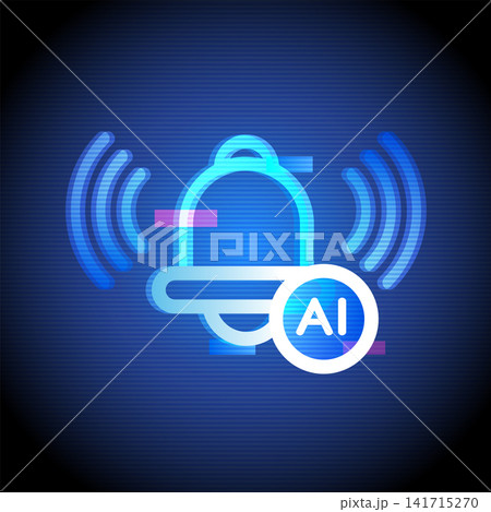AI Smart Notification Bell Icon Neon Glitch Tech AI Smart Notification Bell Icon Neon Glitch Tech 141715270