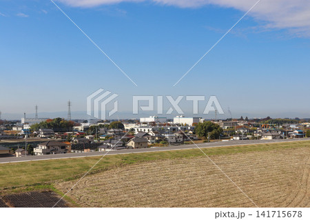 利根川沿岸の街並み(埼玉県加須市) 利根川沿岸の街並み(埼玉県加須市) 141715678
