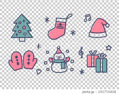 Hand-drawn style Christmas illustration, icon, material_01 Hand-drawn style Christmas illustration, icon, material_01 141715838