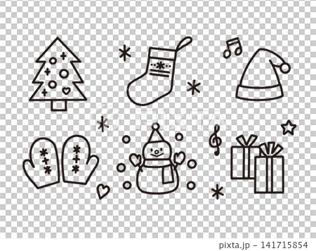 Hand-drawn style Christmas illustration, icon, material_BK Hand-drawn style Christmas illustration, icon, material_BK 141715854