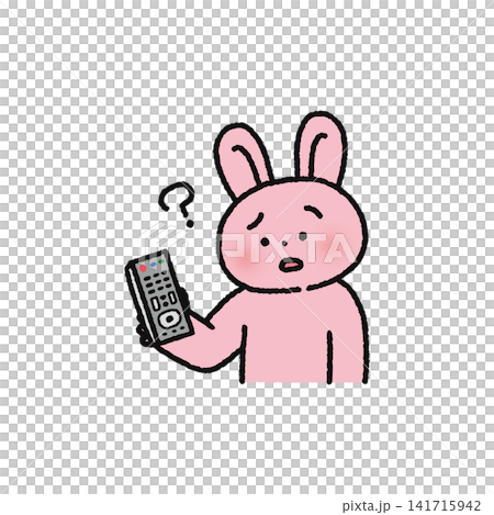 リモコンの操作がわからないウサギ リモコンの操作がわからないウサギ 141715942