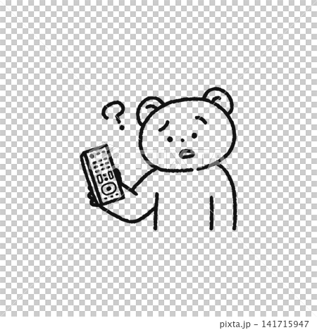 リモコンの操作がわからないクマ　線画 141715947