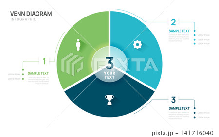 Infographic Venn diagram chart template for business 3 parts options, presentation with venn diagram elements vector illustration. Infographic Venn diagram chart template for business 3 parts options, presentation with venn diagram elements vector illustration. 141716040
