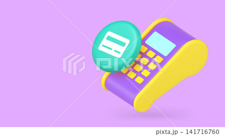Credit debit card payment POS terminal transaction 3d icon banner copy space vector illustration Credit debit card payment POS terminal transaction 3d icon banner copy space vector illustration 141716760