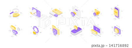 Modern Digital Communication And Security Technology Isometric Vector Illustration Icon Set Modern Digital Communication And Security Technology Isometric Vector Illustration Icon Set 141716892