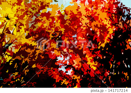 ラスト風に加工した紅葉した木の葉と、絵画用キャンバス ラスト風に加工した紅葉した木の葉と、絵画用キャンバス 141717214