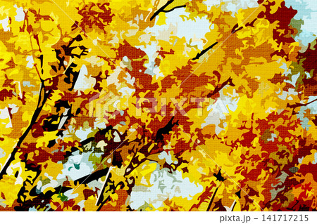 ラスト風に加工した紅葉した木の葉と、絵画用キャンバス ラスト風に加工した紅葉した木の葉と、絵画用キャンバス 141717215