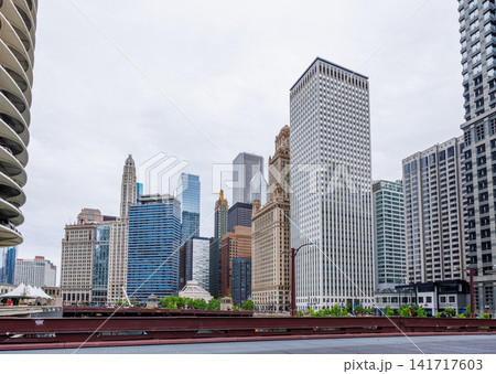 Vibrant view of Chicago downtown skyline under a summer sky Vibrant view of Chicago downtown skyline under a summer sky 141717603