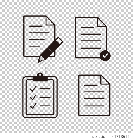 Icon set for documents, papers, and checklists | Editing, reviewing, checking, and documenting 141718616