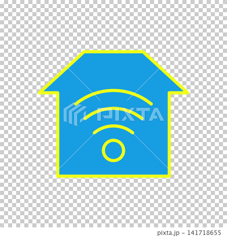 An icon with a Wi-Fi symbol inside the house 141718655