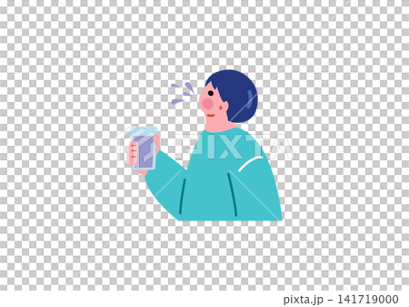 一個男人漱口的插圖 一個男人漱口的插圖 141719000