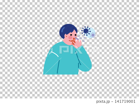 插圖描繪了一名男子咳嗽和打噴嚏的情景。 插圖描繪了一名男子咳嗽和打噴嚏的情景。 141719001
