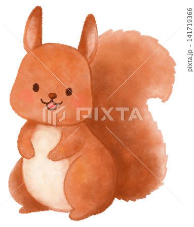 かわいいリスの水彩風イラスト かわいいリスの水彩風イラスト 141719366