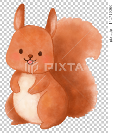 かわいいリスの水彩風イラスト かわいいリスの水彩風イラスト 141719366