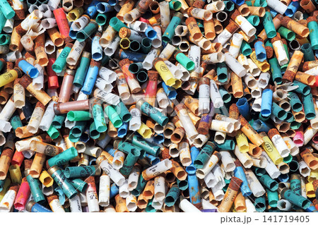 Pile of old used paper rolls for recycling. Recycling concept Pile of old used paper rolls for recycling. Recycling concept 141719405