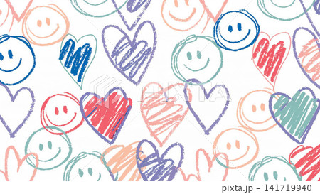 Seamless Pattern Cute Doodle Hearts Smiley Faces Seamless Pattern Cute Doodle Hearts Smiley Faces 141719940