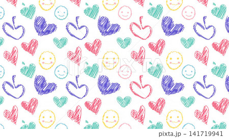 Seamless Pattern Cute Doodle Hearts Smiley Faces Seamless Pattern Cute Doodle Hearts Smiley Faces 141719941