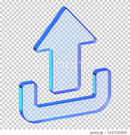 Blue glass upload icon in glassmorphism style for cloud storage, sleek arrow symbol designed for file send, data transfer, and server sync interfaces Blue glass upload icon in glassmorphism style for cloud storage, sleek arrow symbol designed for file send, data transfer, and server sync interfaces 141720089