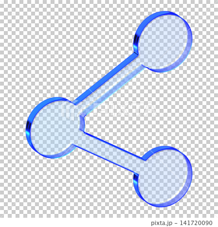 Blue glass share icon in glassmorphism style for social networks, clean network symbol designed for connection, content distribution, and send options 141720090
