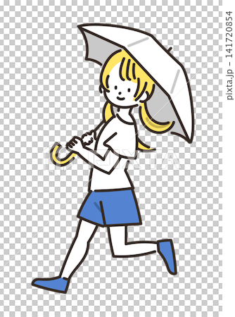 傘をさして歩く女の子のイラスト 傘をさして歩く女の子のイラスト 141720854