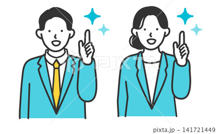 20代の若い男女のスーツ姿の上半身イラスト 141721449