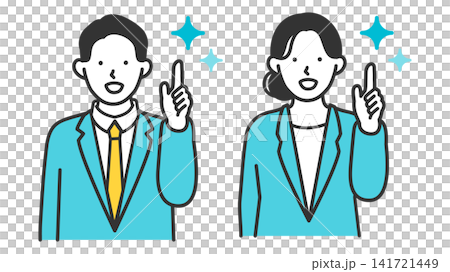 20代の若い男女のスーツ姿の上半身イラスト 141721449
