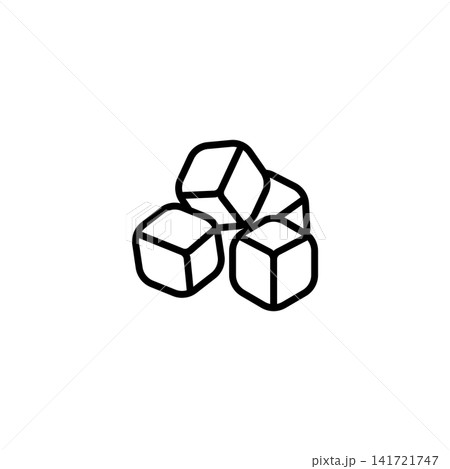 Minimalist line icon of raw polymer plastic pellets used for industrial 3D printing extrusion and manufacturing. Minimalist line icon of raw polymer plastic pellets used for industrial 3D printing extrusion and manufacturing. 141721747