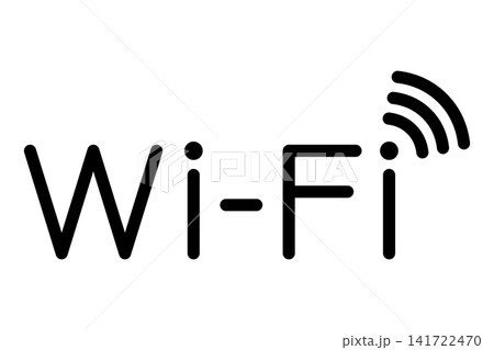 Wi-Fiの文字と電波マークのアイコン Wi-Fiの文字と電波マークのアイコン 141722470