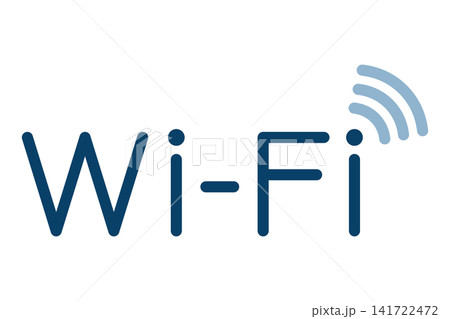 Wi-Fiの文字と電波マークのアイコン Wi-Fiの文字と電波マークのアイコン 141722472