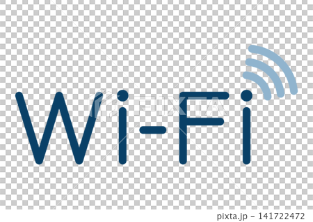 Wi-Fiの文字と電波マークのアイコン Wi-Fiの文字と電波マークのアイコン 141722472